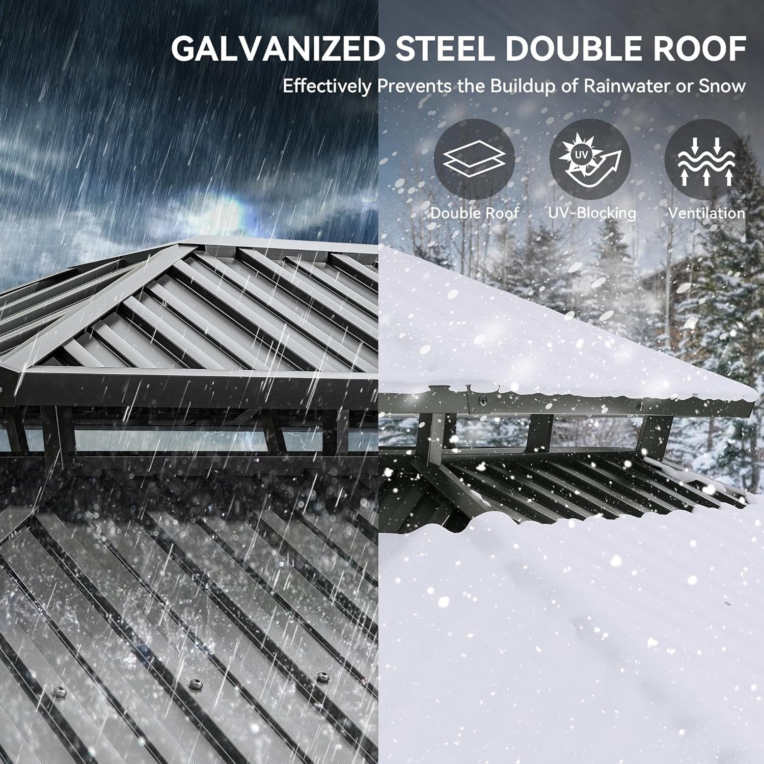 12x18 Foot Metal Hardtop Weatherproof Patios Gazebo