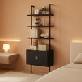 73 Inch Tall Bookshelf Black Wood Grain Living Room