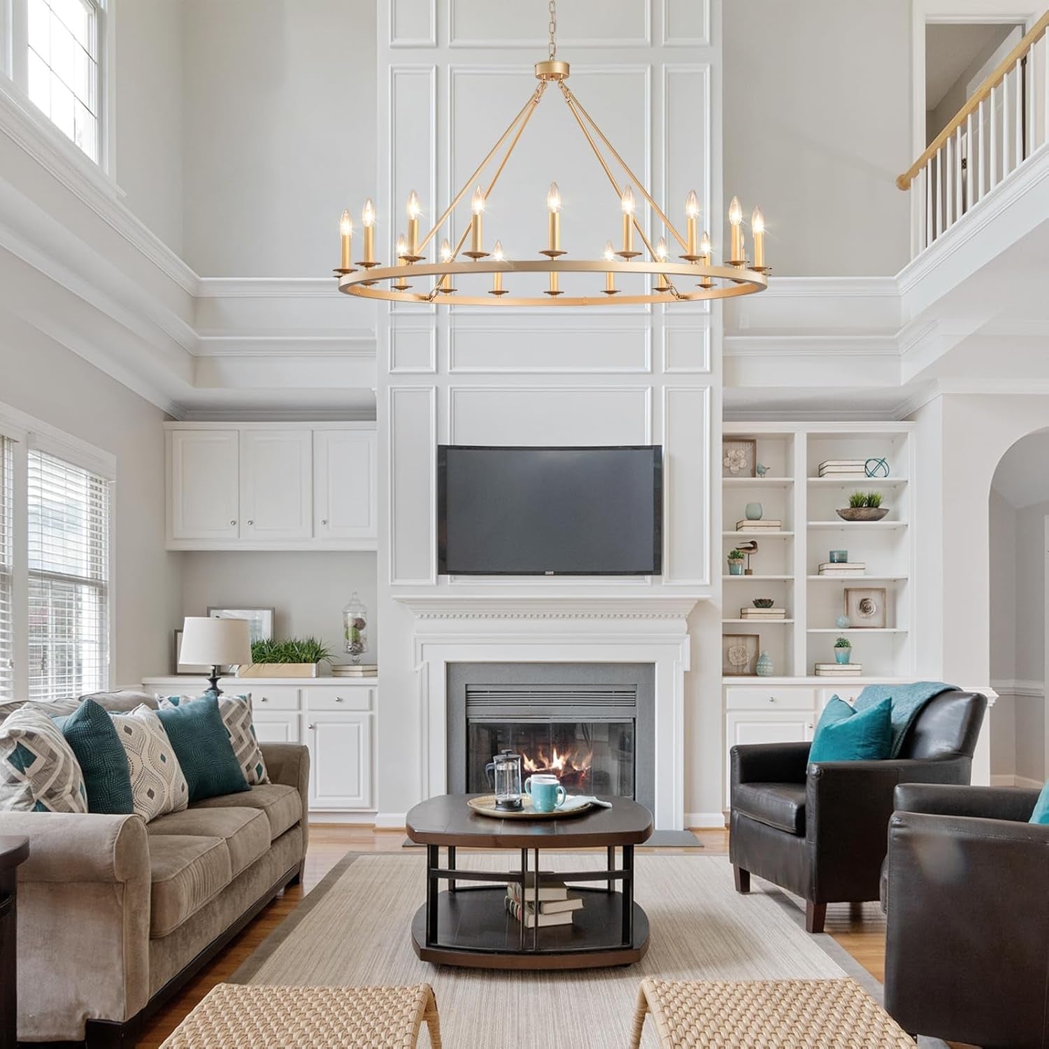 Golden 48 Inches Wagon Wheel Chandelier Industrial