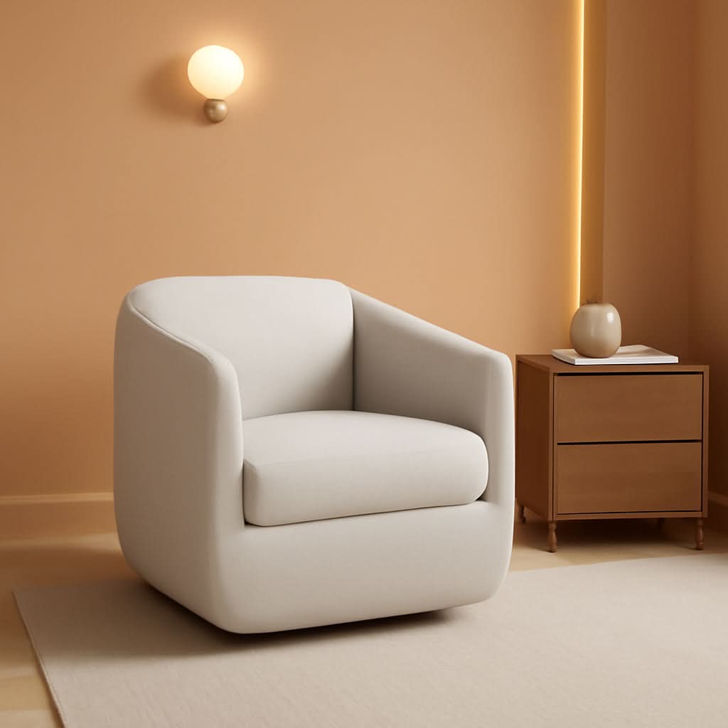 Beige 360 Degrees Swivel Armchairs Fully Assembled