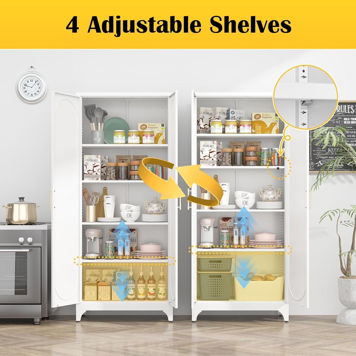 Seventy Five Inch White Industrial Grade Pantry Cabinet Storage