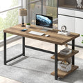 Rustic Oak Computer Desk With Industrial Grade Storage