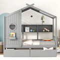 Kids Full Playhouse Bed With Drawers Shelves Storage