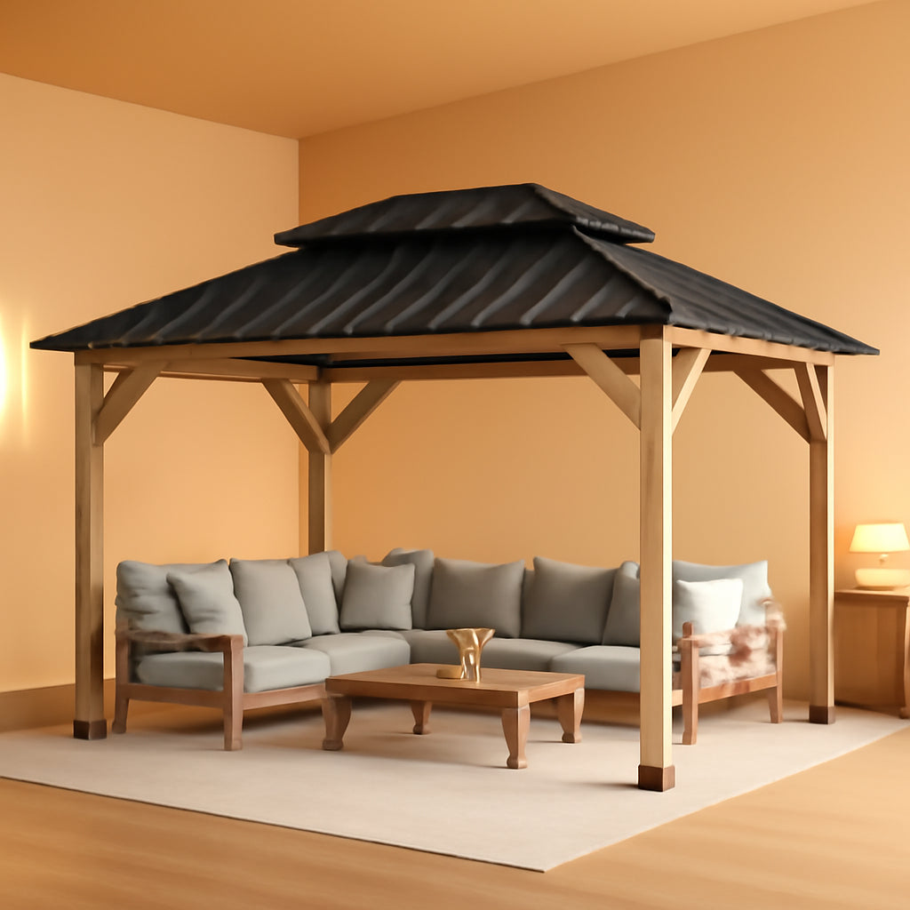 10x12 Metal Hardtop Gazebo With Weatherproof Coating
