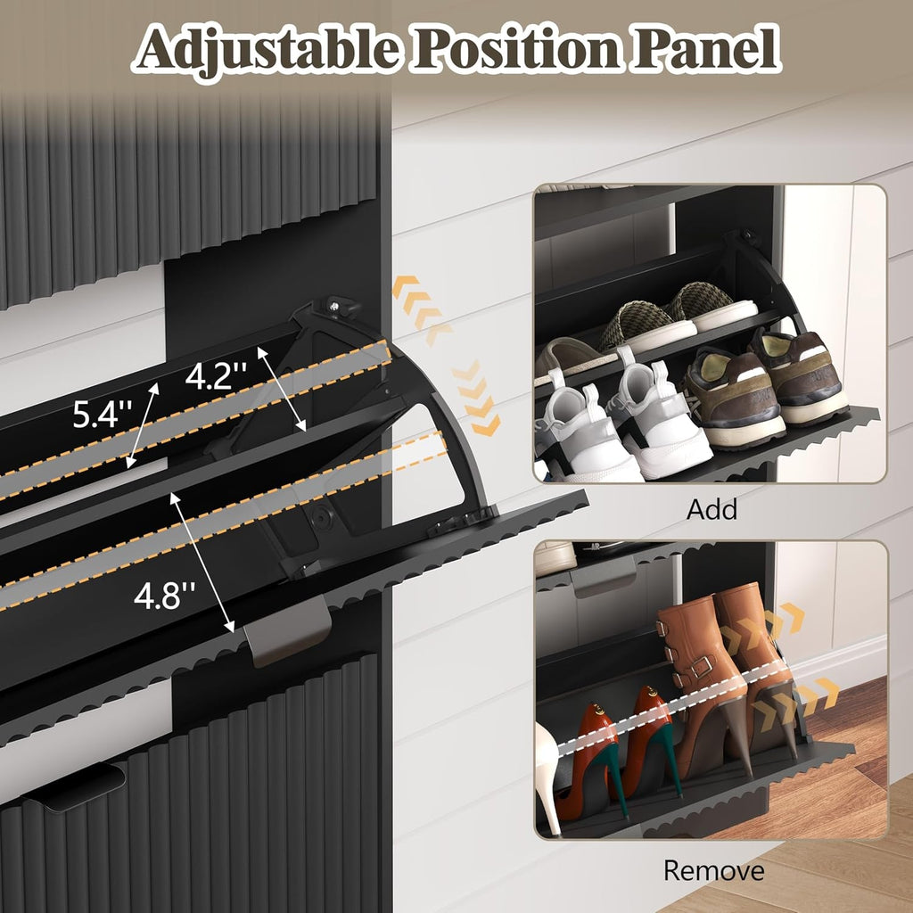 Matte Black UltraSlim Shoe Storage Cabinet Drawers