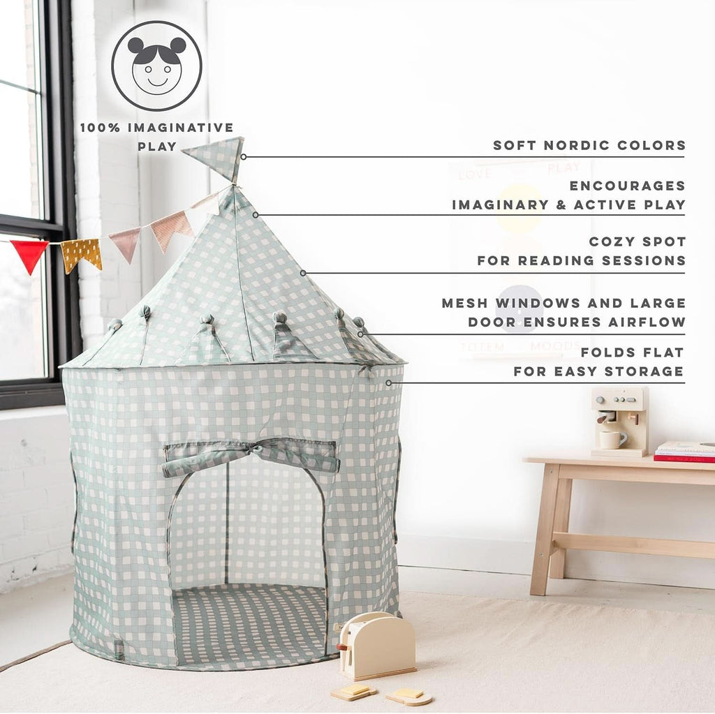Kids Play Tent Blue Gingham Environmentally Friendly Fabric