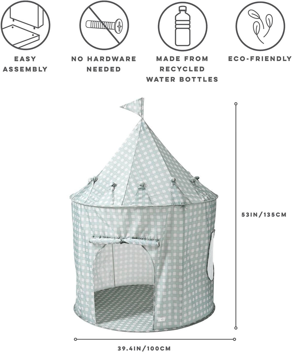 Kids Play Tent Blue Gingham Environmentally Friendly Fabric