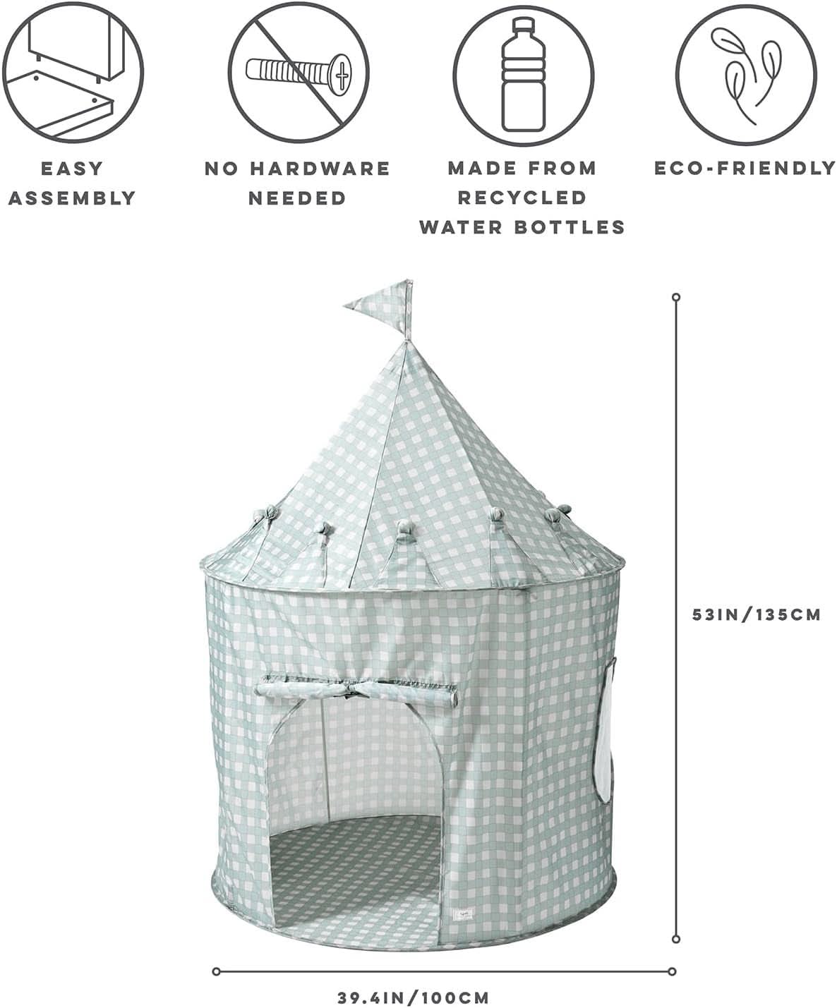 Kids Play Tent Blue Gingham Environmentally Friendly Fabric