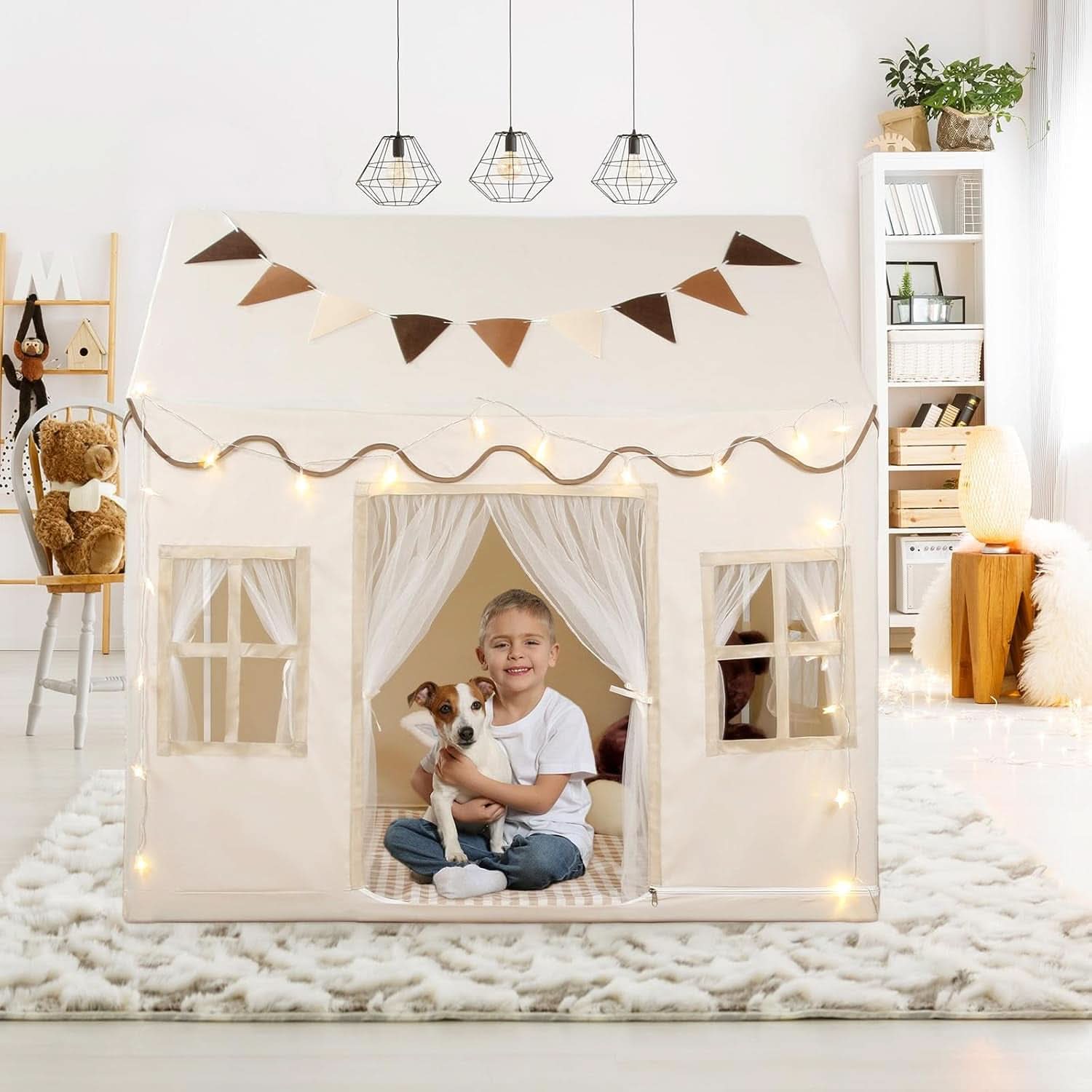 Cream Kids Play Tent Large 50 Inches Wide By34 Deep Indoor Outdoor