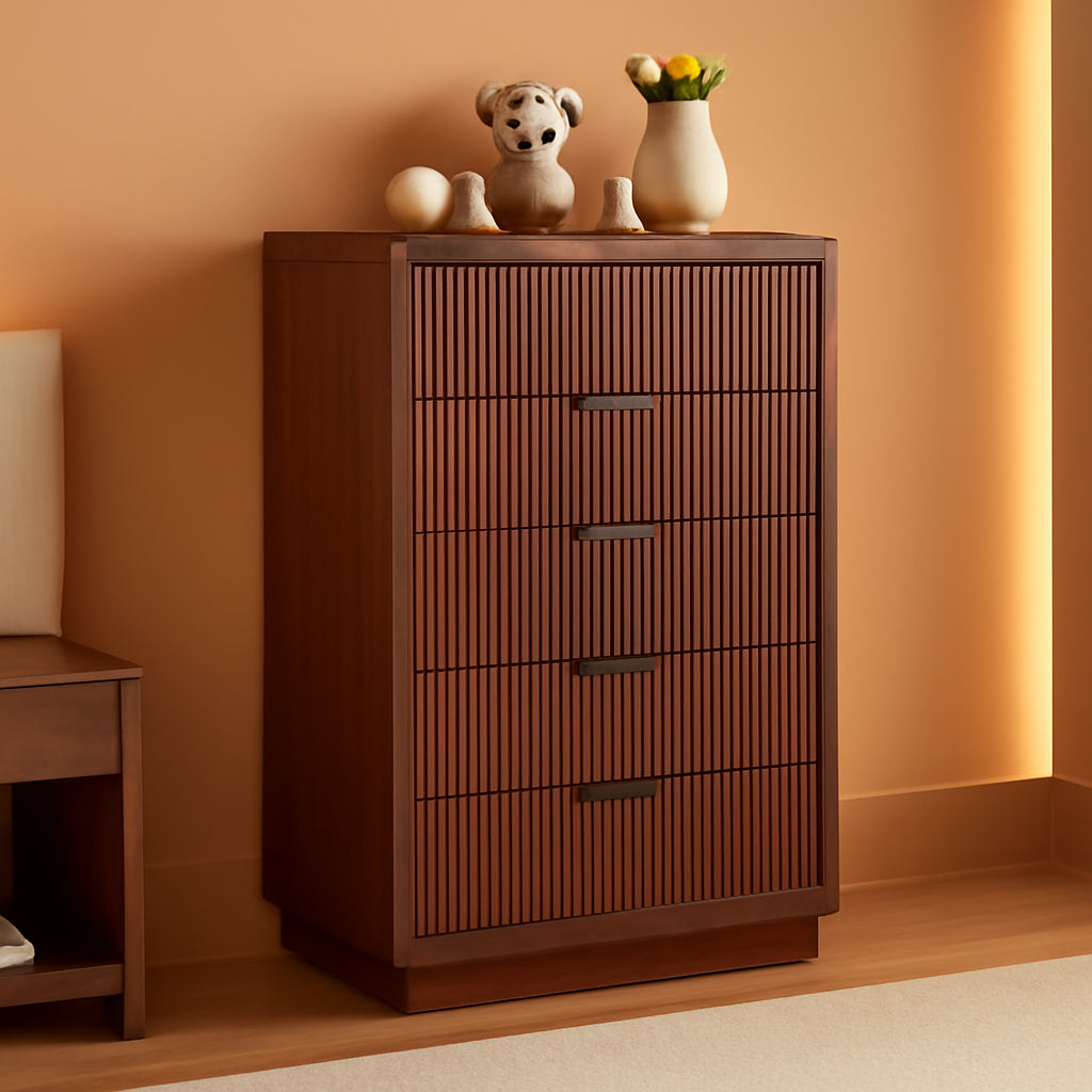 Solid Walnut Six Drawer Dresser Curved Profile 44.4