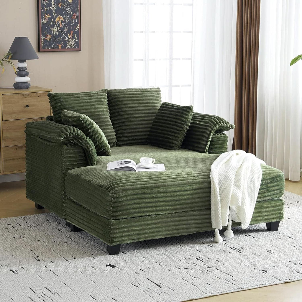 56-Inch Oversized Corduroy Lounge Chair With Armrests