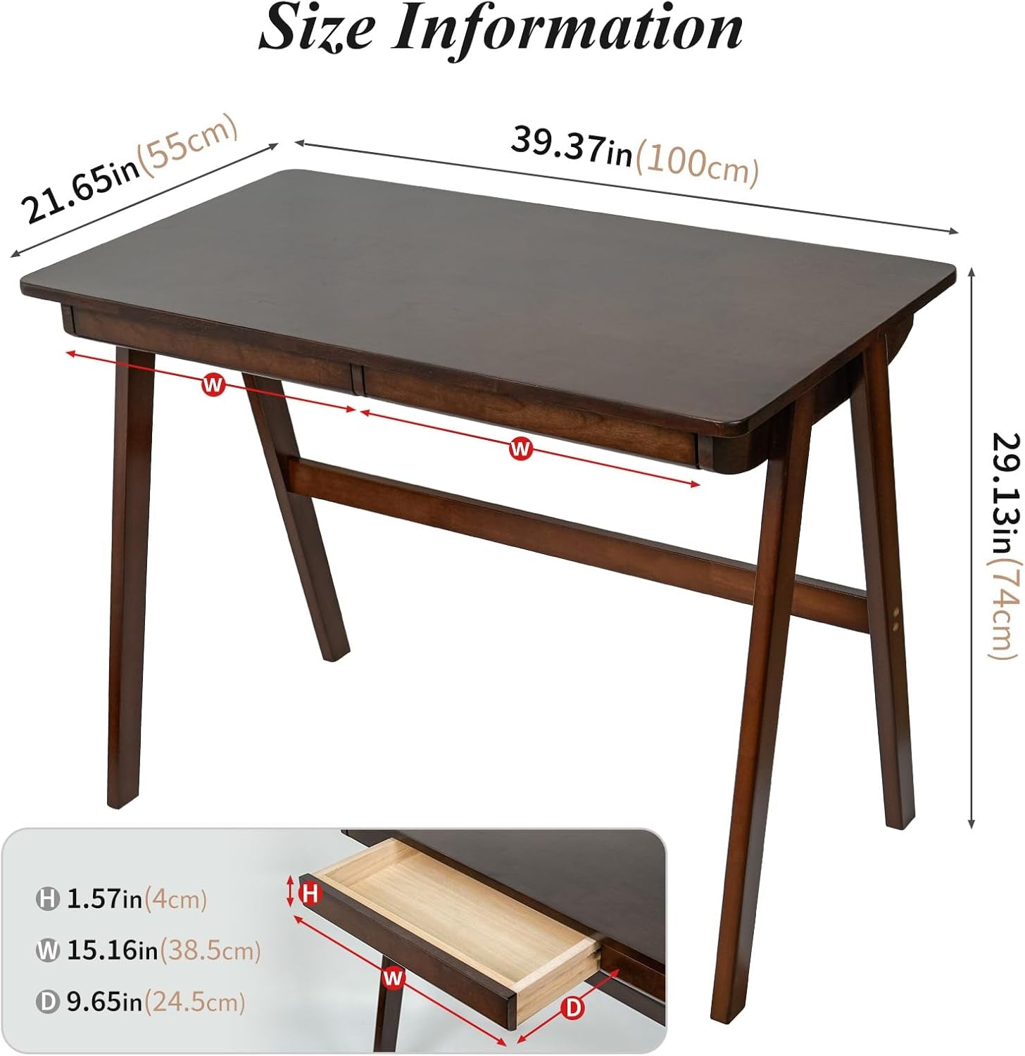 Walnut Solid Wood Computer Workstation With Drawers