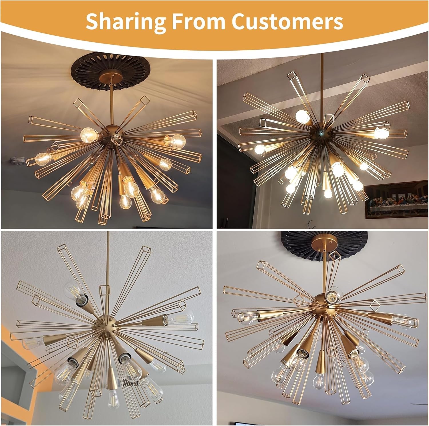 Gold Brushed Brass Sputnik Chandelier Elegant Lights