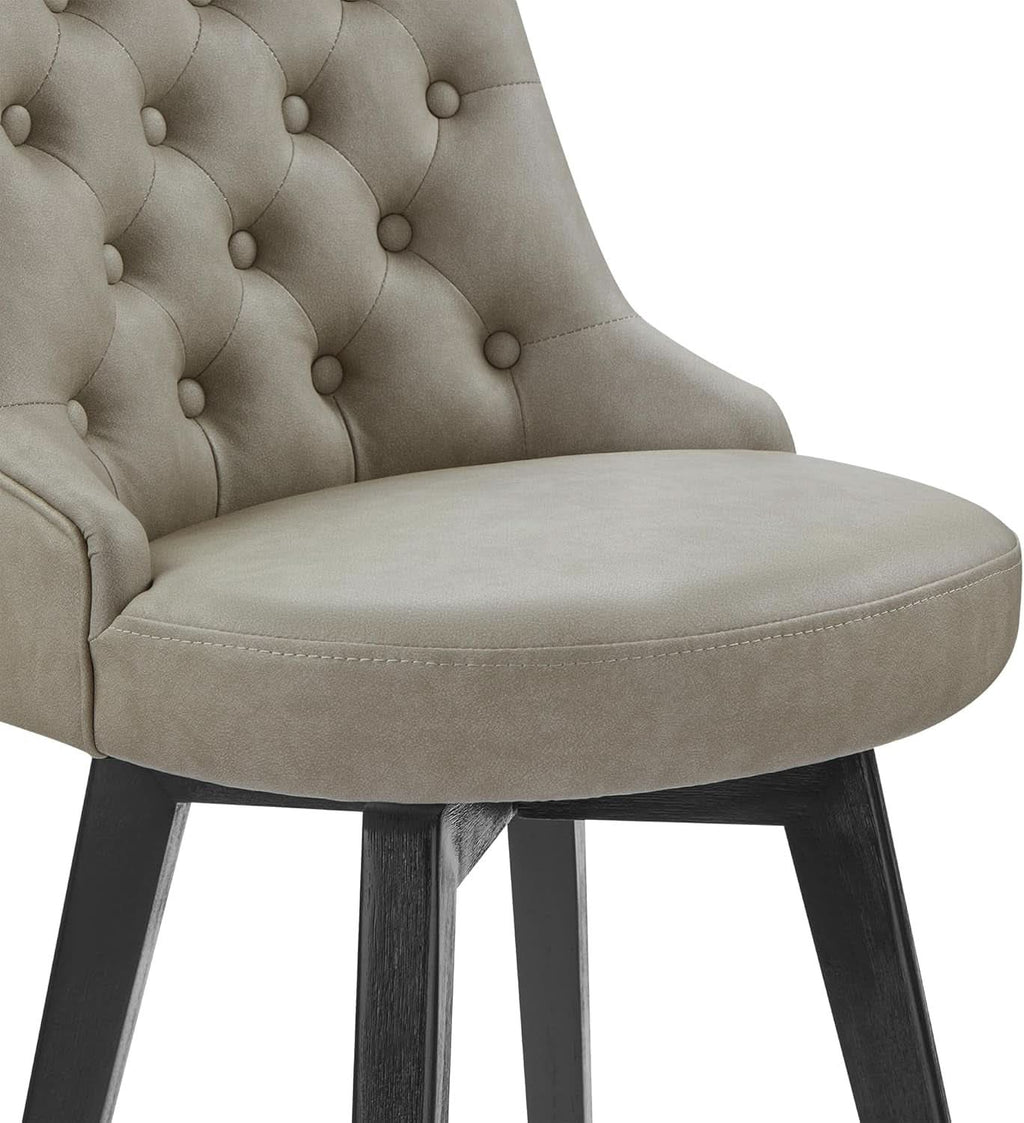 Bar Stool 30 Inch Stone Grey Upholstered 360 Degree Swivel