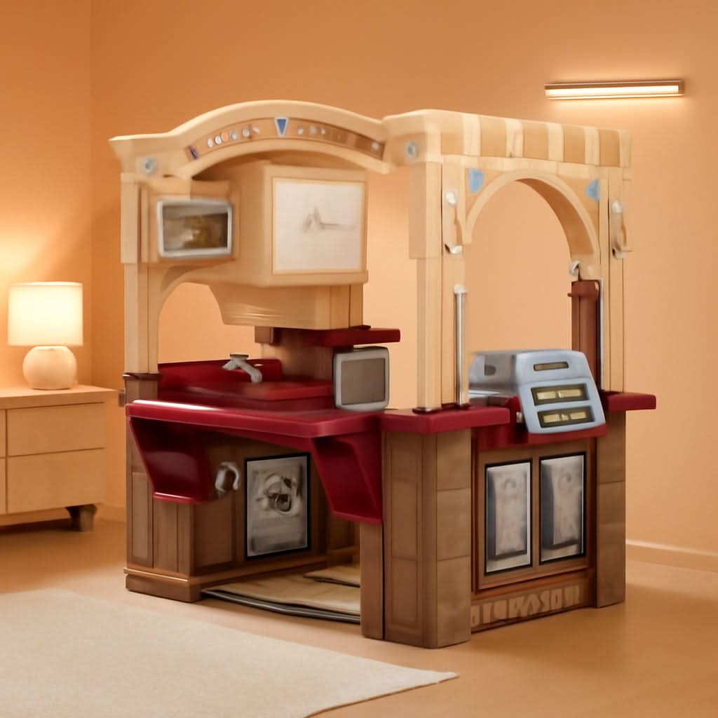 Kids Kitchen Playset With Interactive Lights Brown
