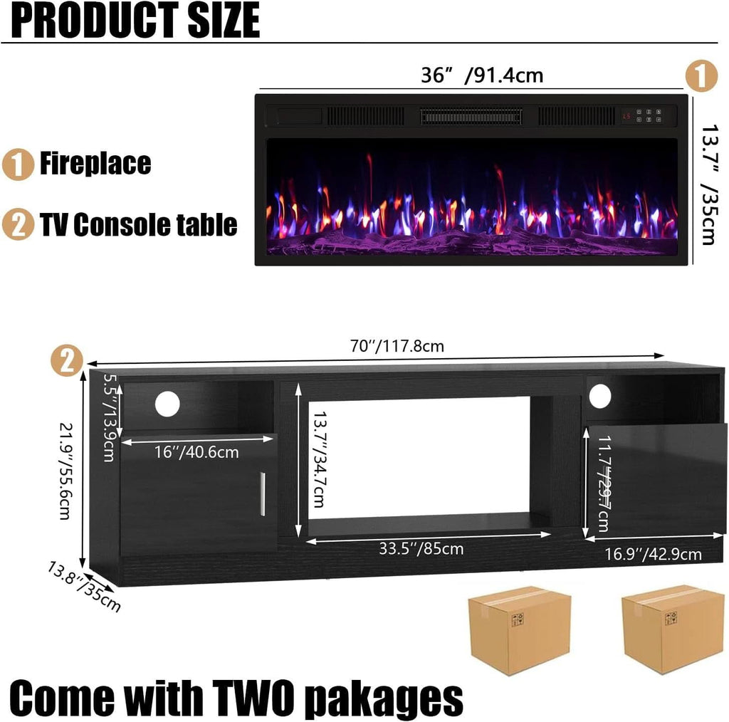 LED Electric Fireplace Entertainment Center 80 Inch