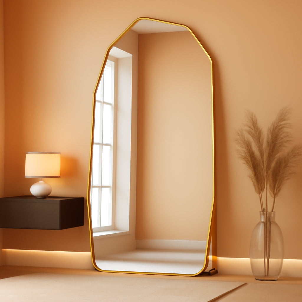 Full Length Mirror Seventy One Inches By Thirty Two Inches Gold Diamond Frame