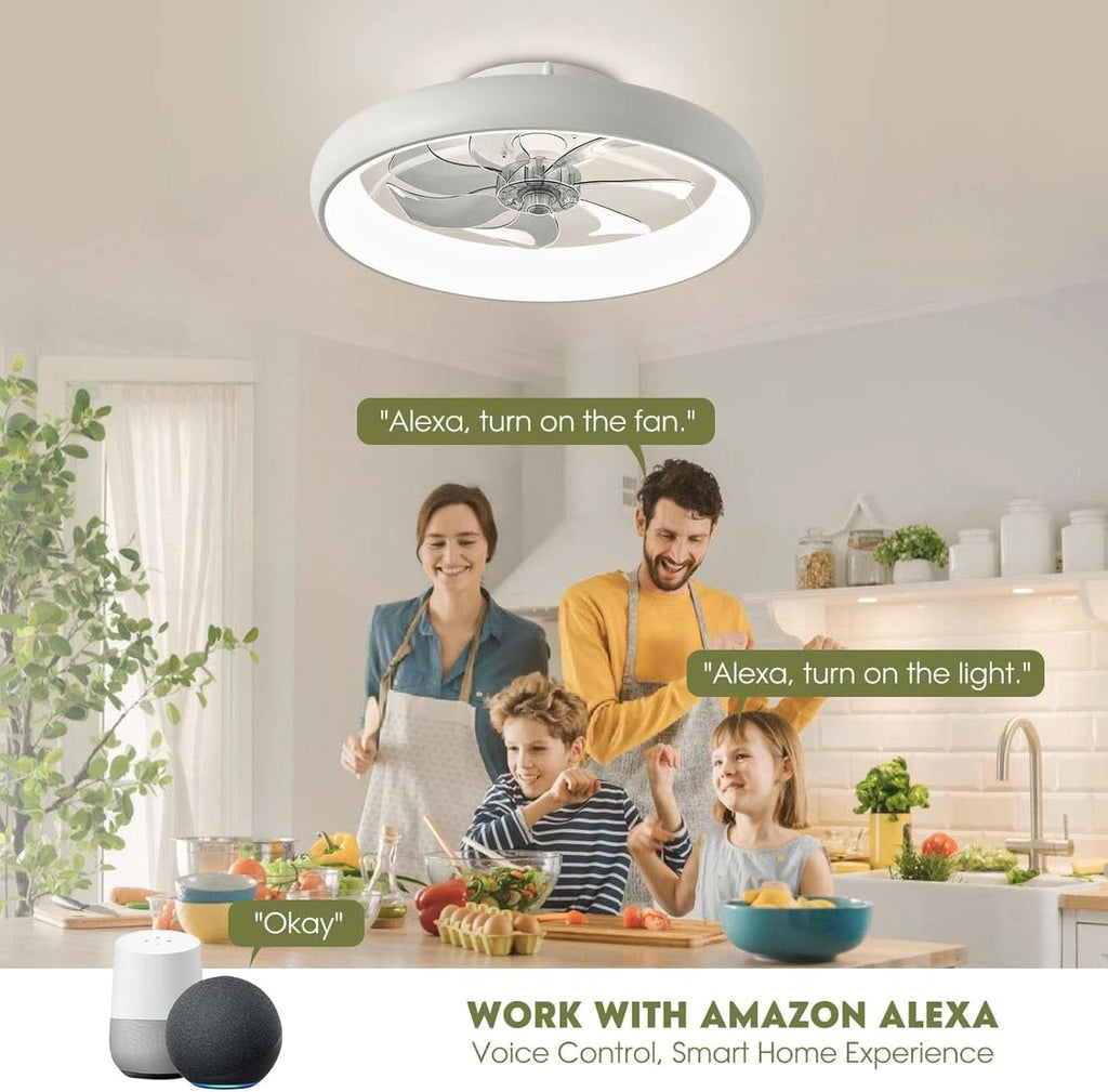 20 Inch Flush Mount Ceiling Fan With Smart Control