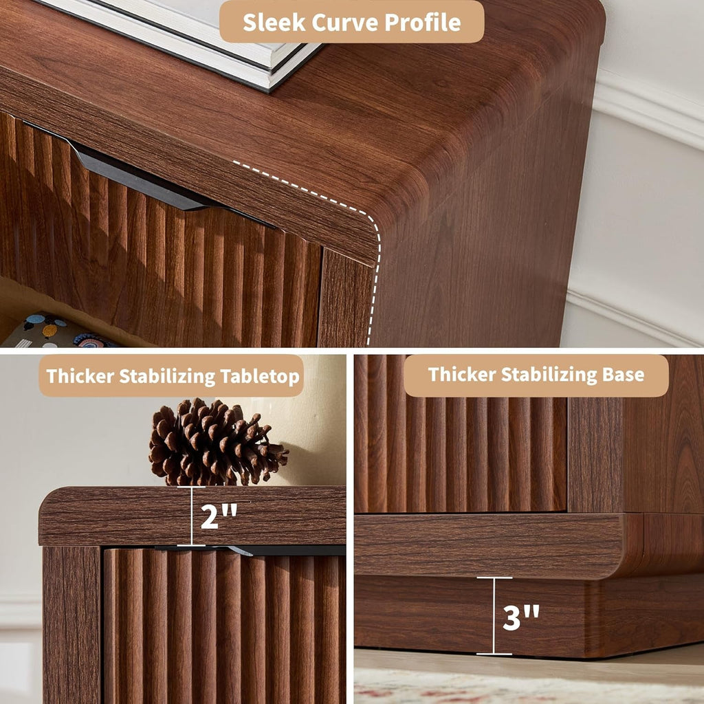 Solid Walnut Six Drawer Dresser Curved Profile 44.4