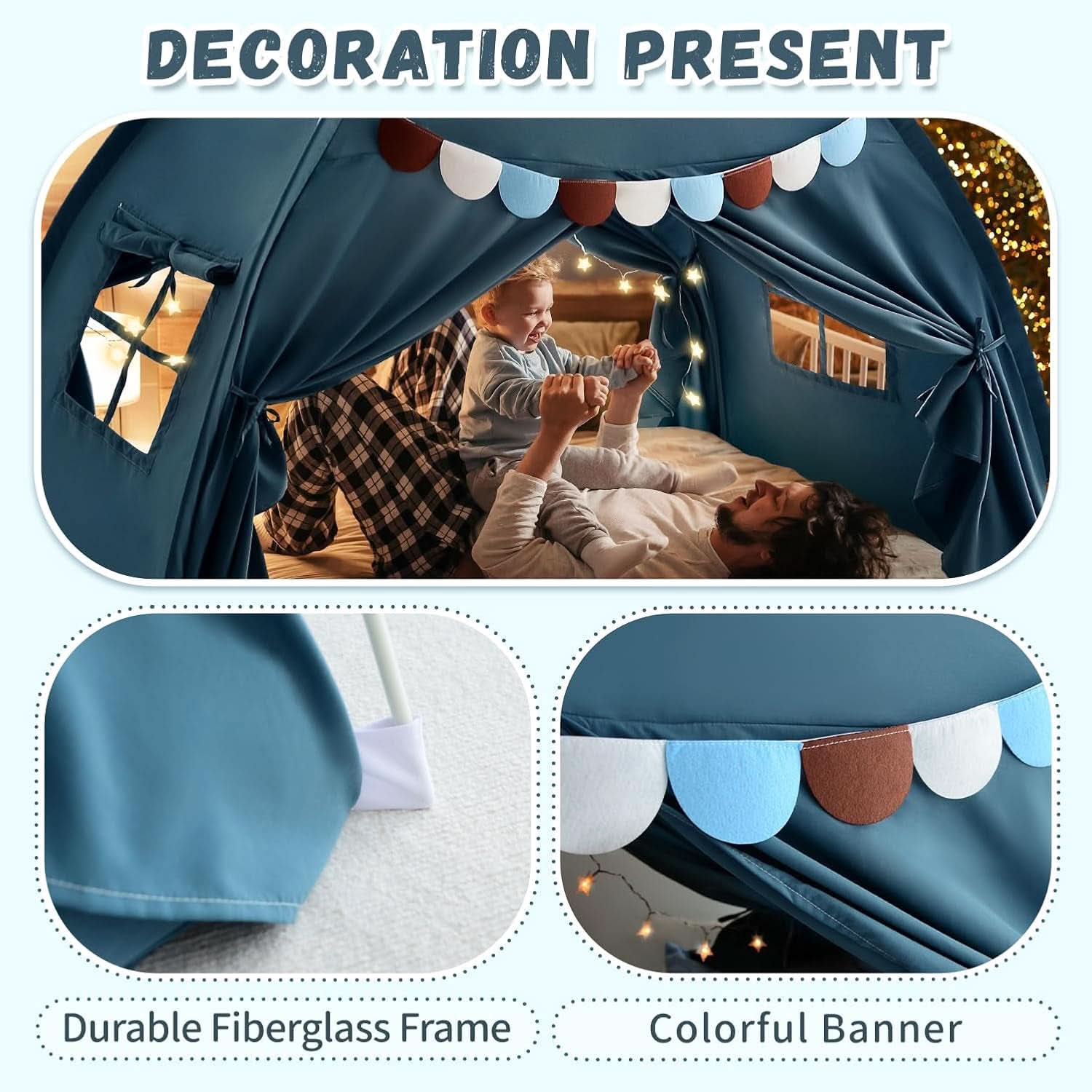 Mid night Blue Jean Twin Bed Tent For Kids Privacy Canopy