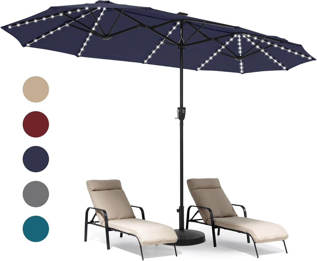 13 Feet Patio Umbrella With Multicolor LED Illumination