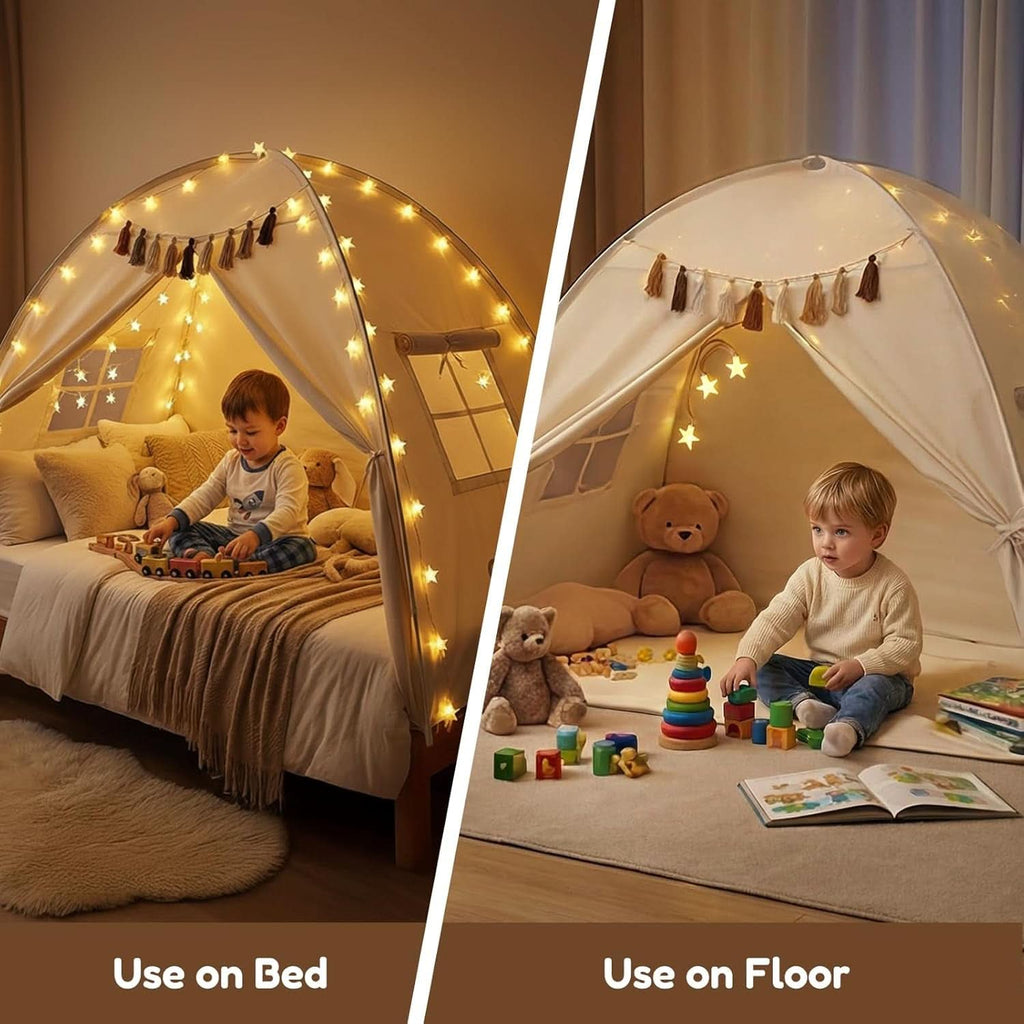 Twin Bed Tent For Kids Ultra Privacy Canopy Star Lights
