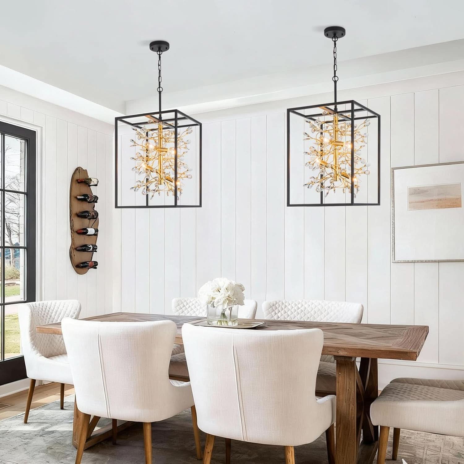 Metallic Blackened Gold Crystal Chandelier Four Light