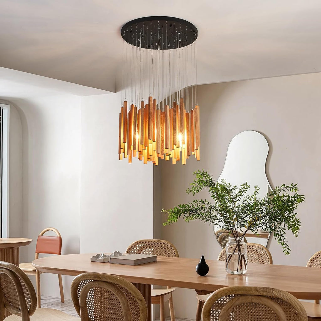 Large Wooden Farmhouse Chandelier For High Ceilings