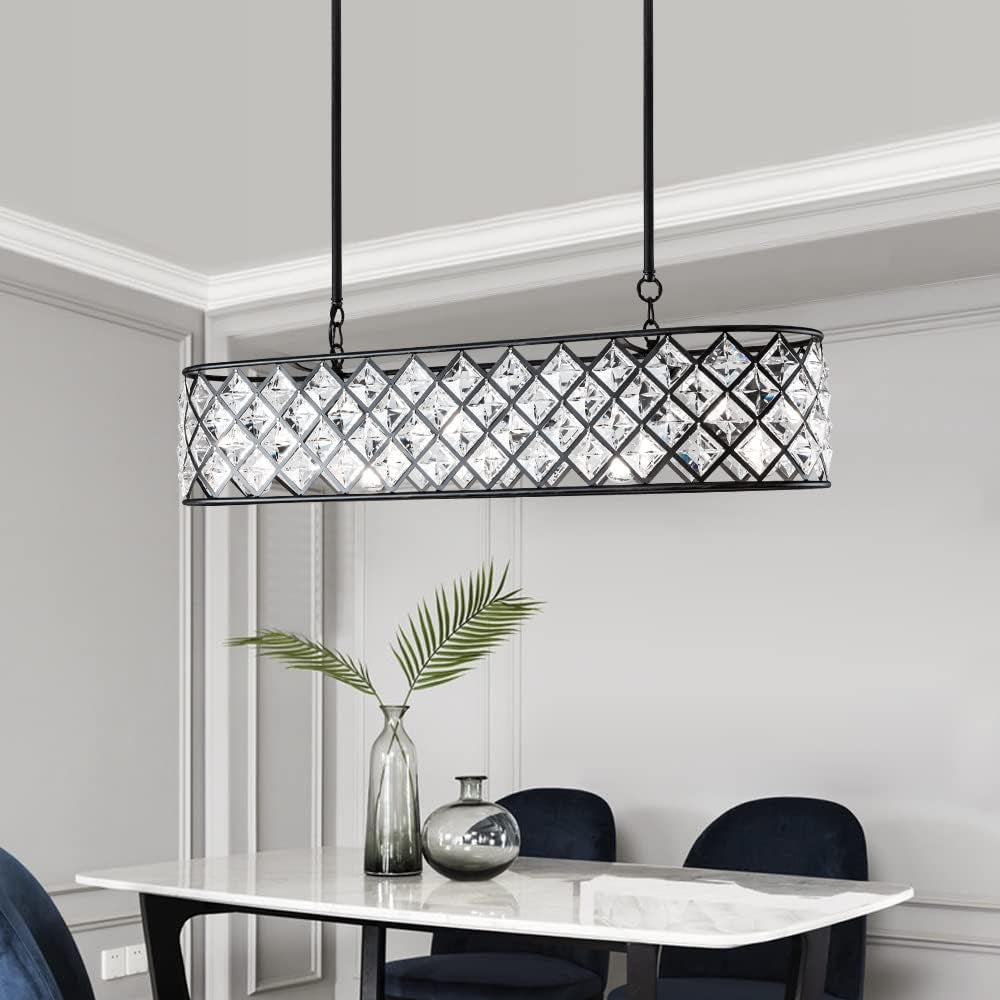 Antique Black Fifty FiveInch Beaded Crystal Chandelier