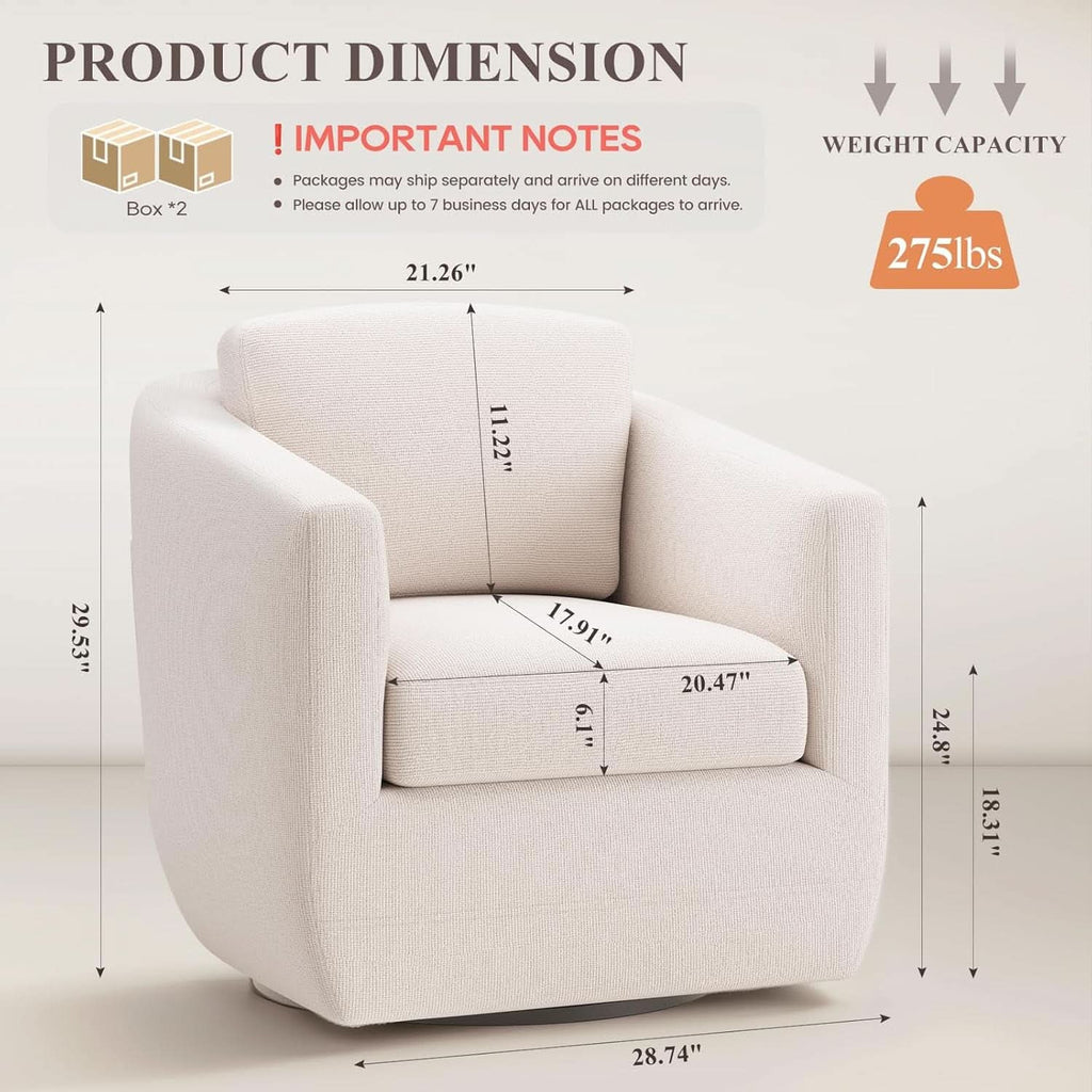 Beige 360 Degrees Swivel Armchairs Fully Assembled