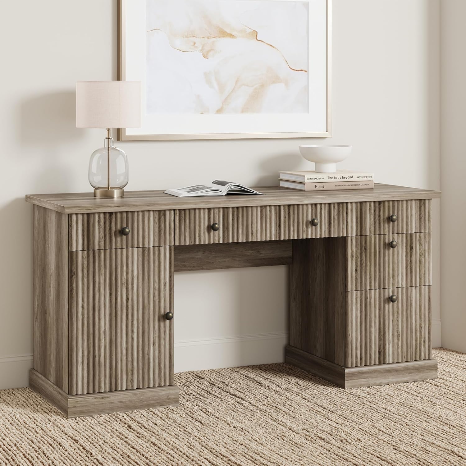 60Inch Fluted Executive Desk With Integrated USB Port