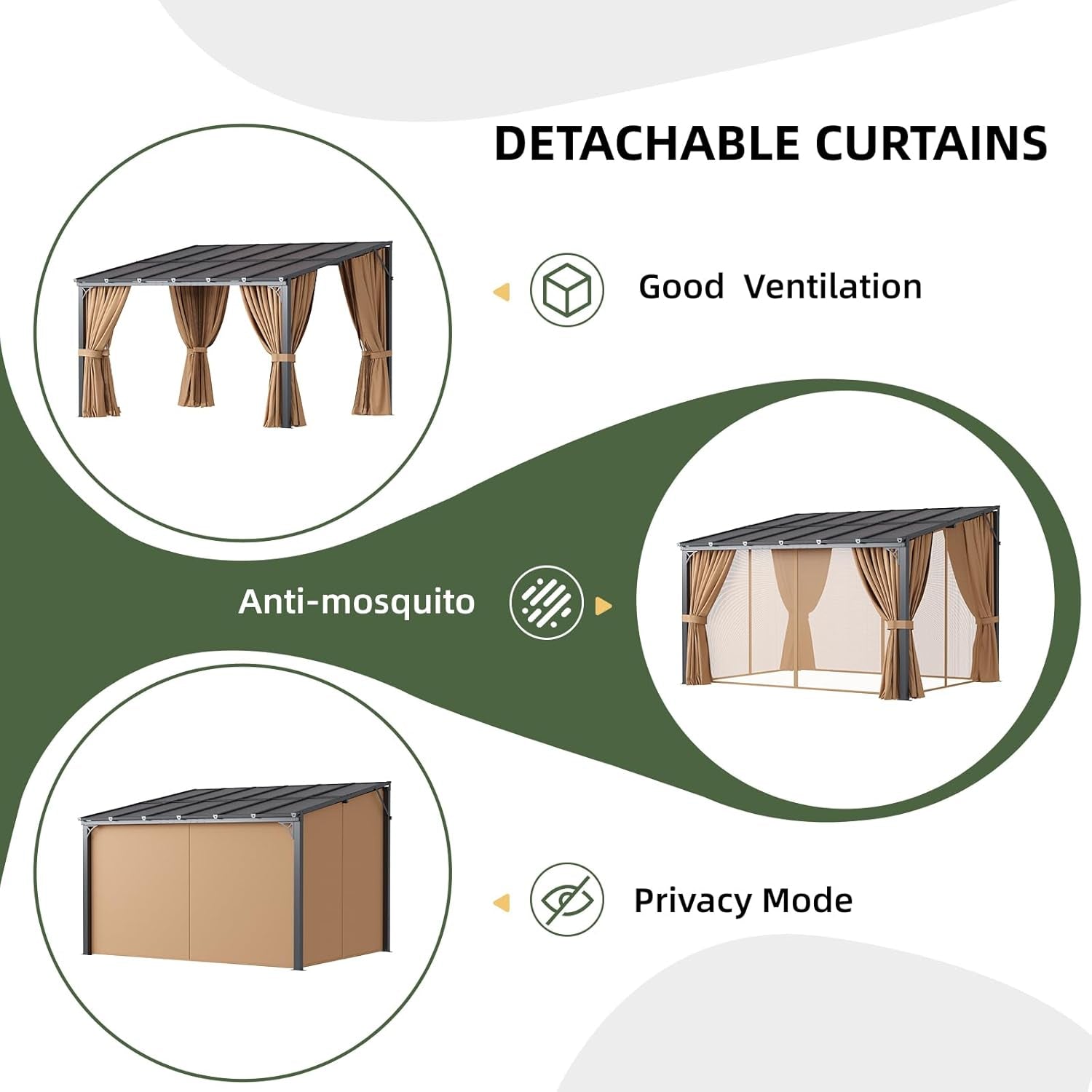 10x12 Chestnut Gazebo Mosquito Netting Outdoor Backyard