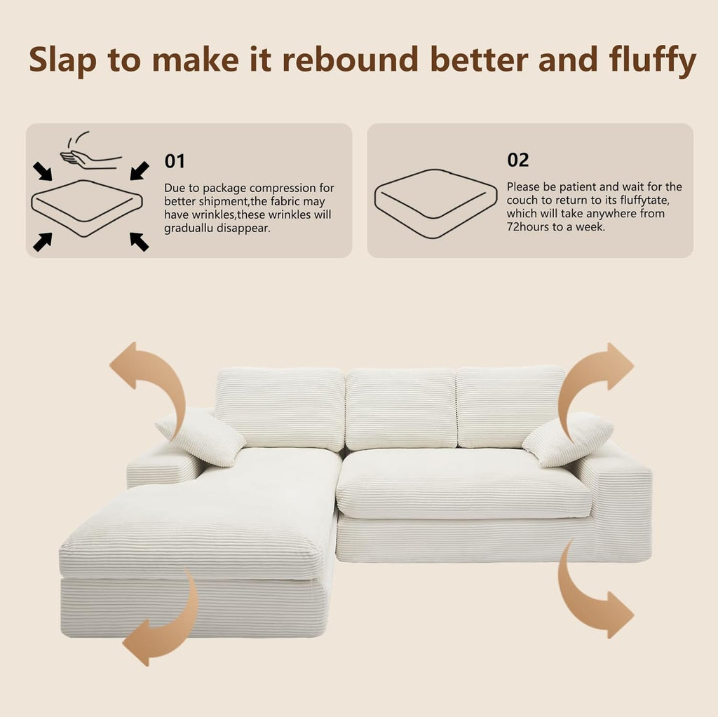 98.4Inch Cloud Modular Sectional Sofa Beige Chaise