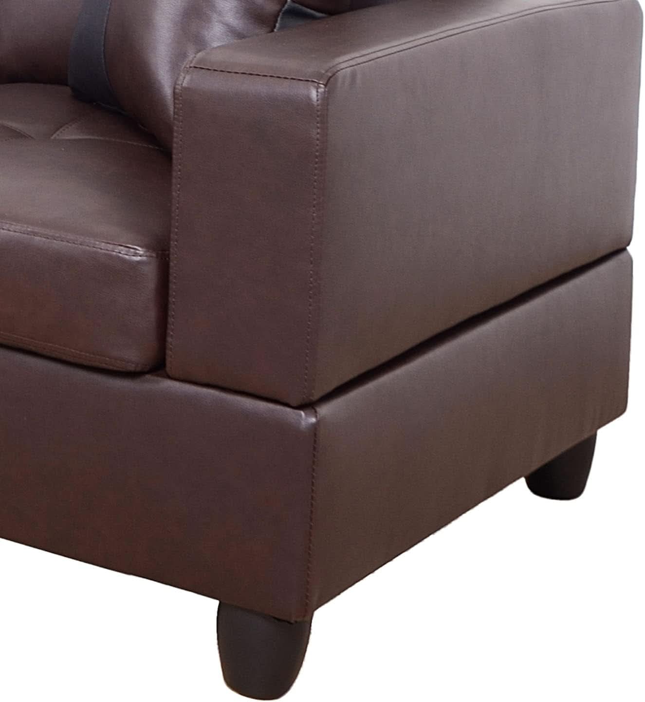 Brown Leather Sectional Sofa Set With Storage Ottoman And Left Facing Chaise