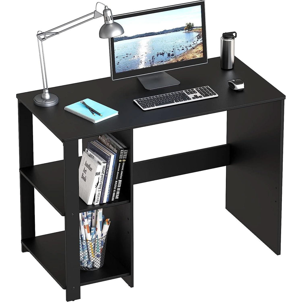 Espresso Finish Home Office Desk With Open Shelves