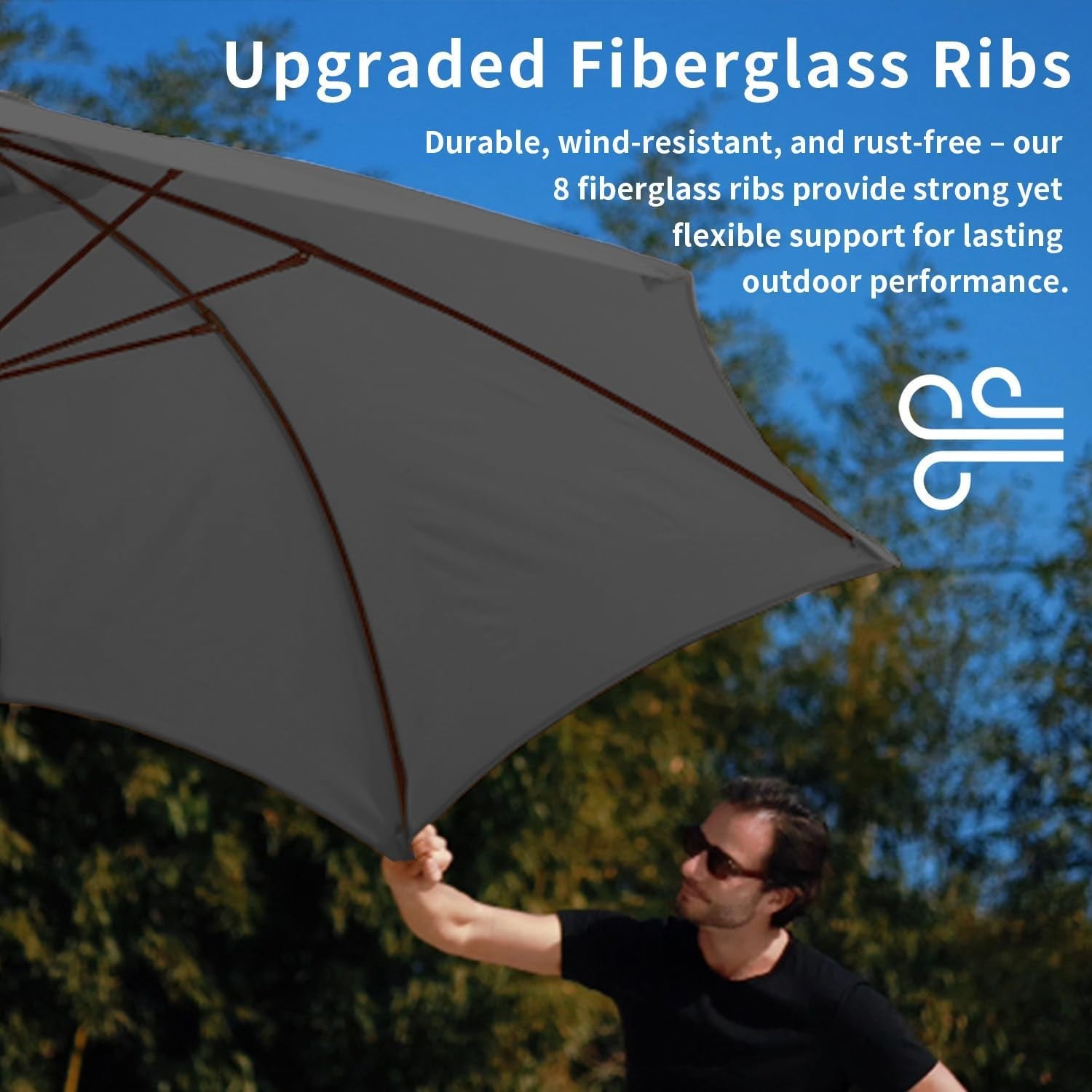 10Ft Patio Umbrella Weather Resistant Fiber glass Ribs Tilt