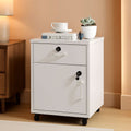 White Mobile File Cabinet With Lockable Drawer And Door
