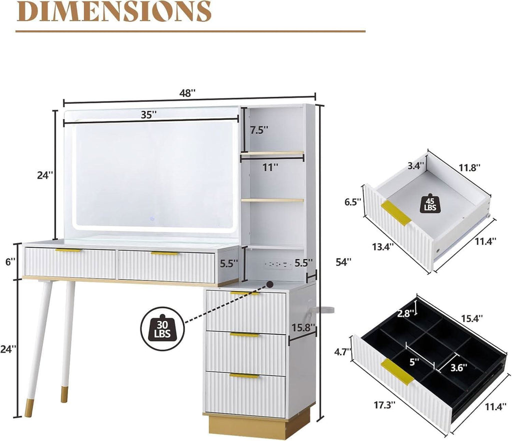 48 Inch Vanity Desk Luminescent Illuminated Mirror