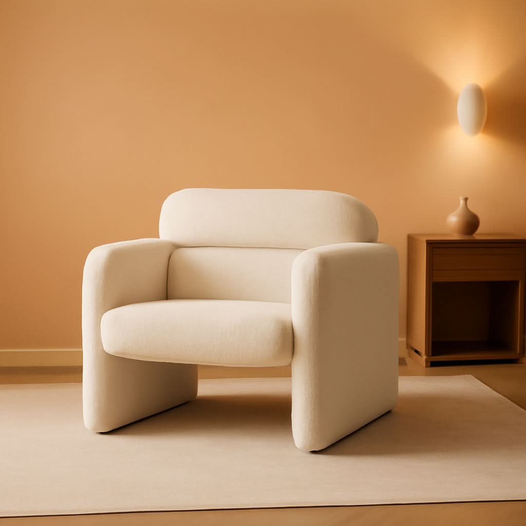 LuxuriousAndComfortable Lambswool Fabric Accent Chair With Arms