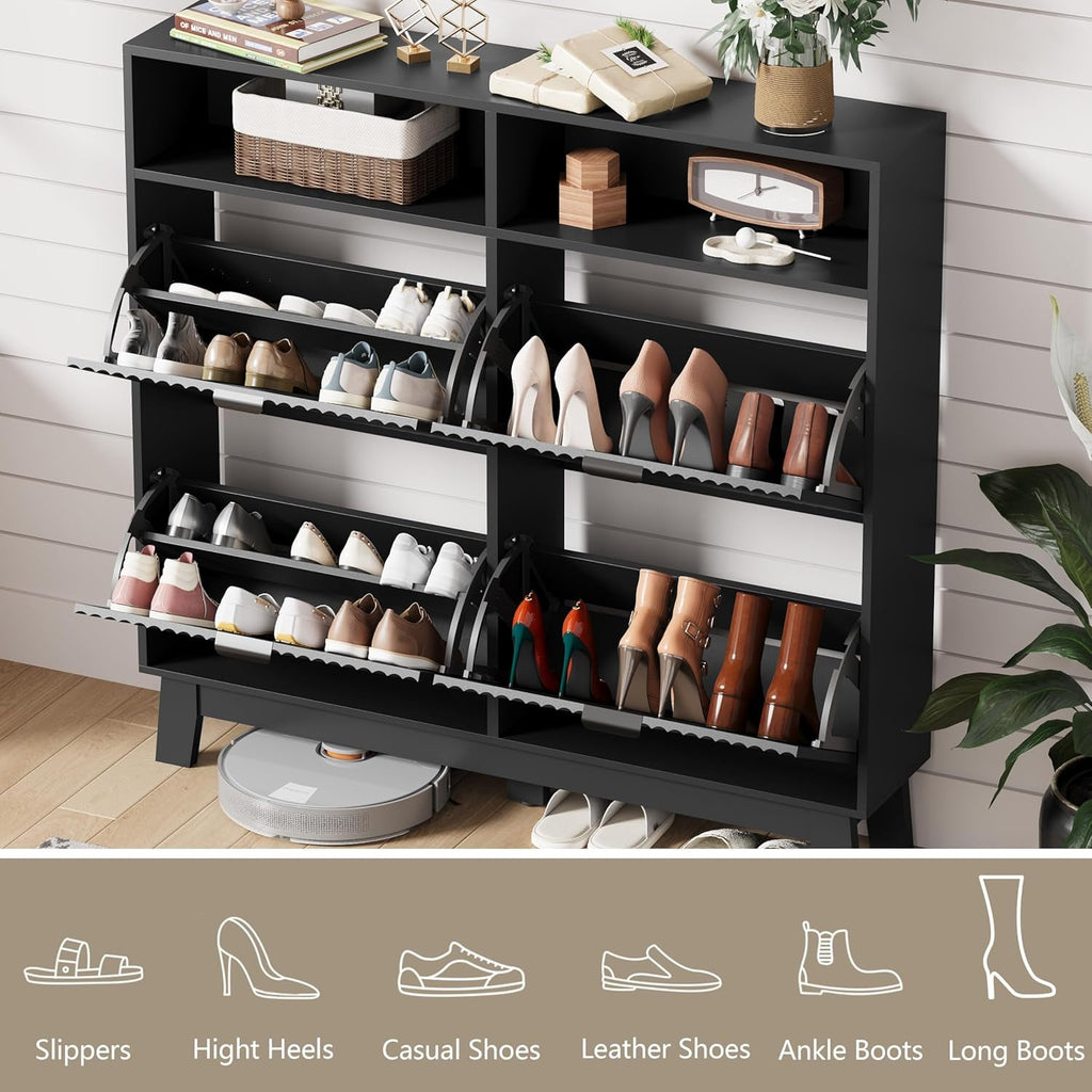 Matte Black UltraSlim Shoe Storage Cabinet Drawers