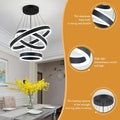 Black Adjustable LED Three Ring Pendant Light Fixture