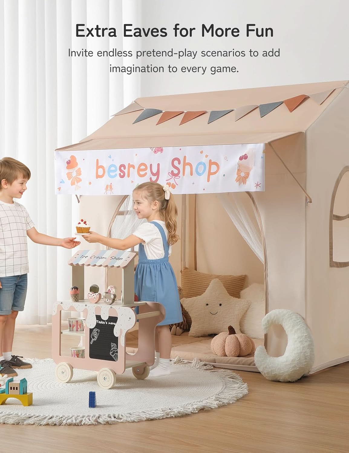 Kids Play Tent Multi functional Eave 51X35X47 Inches
