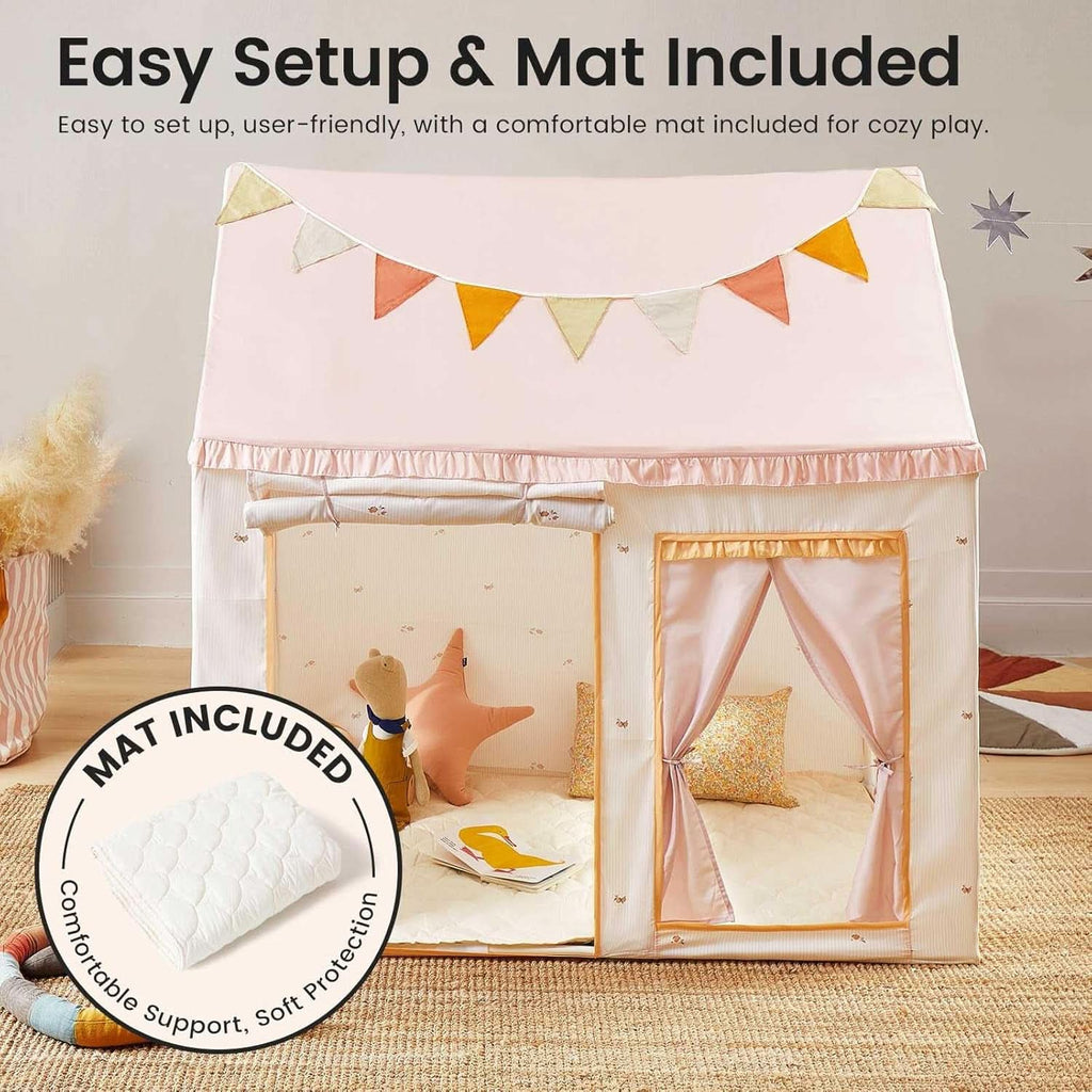 Pink Kids Play Tent With Mat For Toddlers Indoor Playhouse