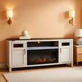 Darborn 88 Inch TV Stand Light Gray Dark Brown Electric Fire place