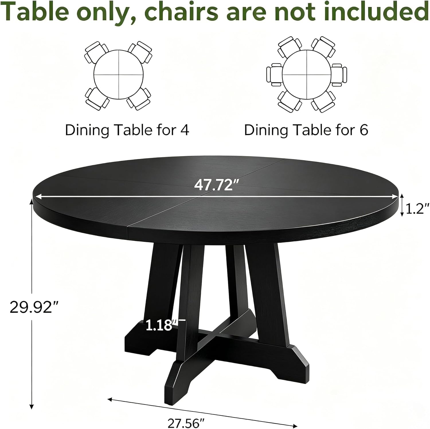Contemporary Round Forty Seven Inch Dining Table In Black