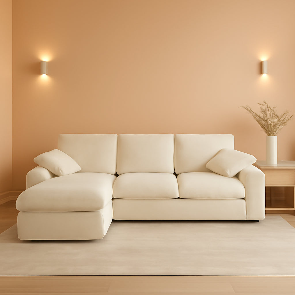 98.4Inch Cloud Modular Sectional Sofa Beige Chaise