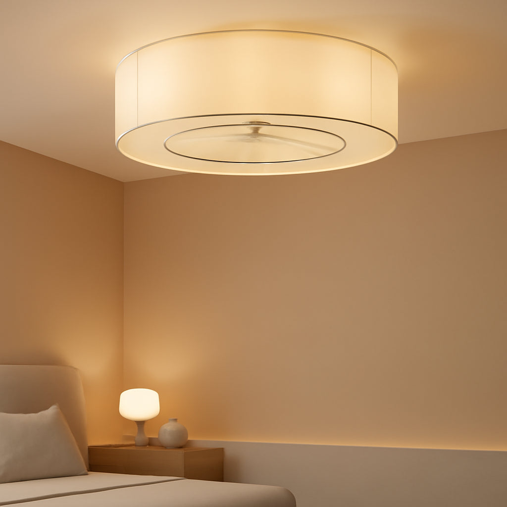 20Inch Boho Bladeless Flush Ceiling Fan Ambient Light