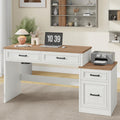 61 Inch Distressed Farmhouse Computer Desk Storage