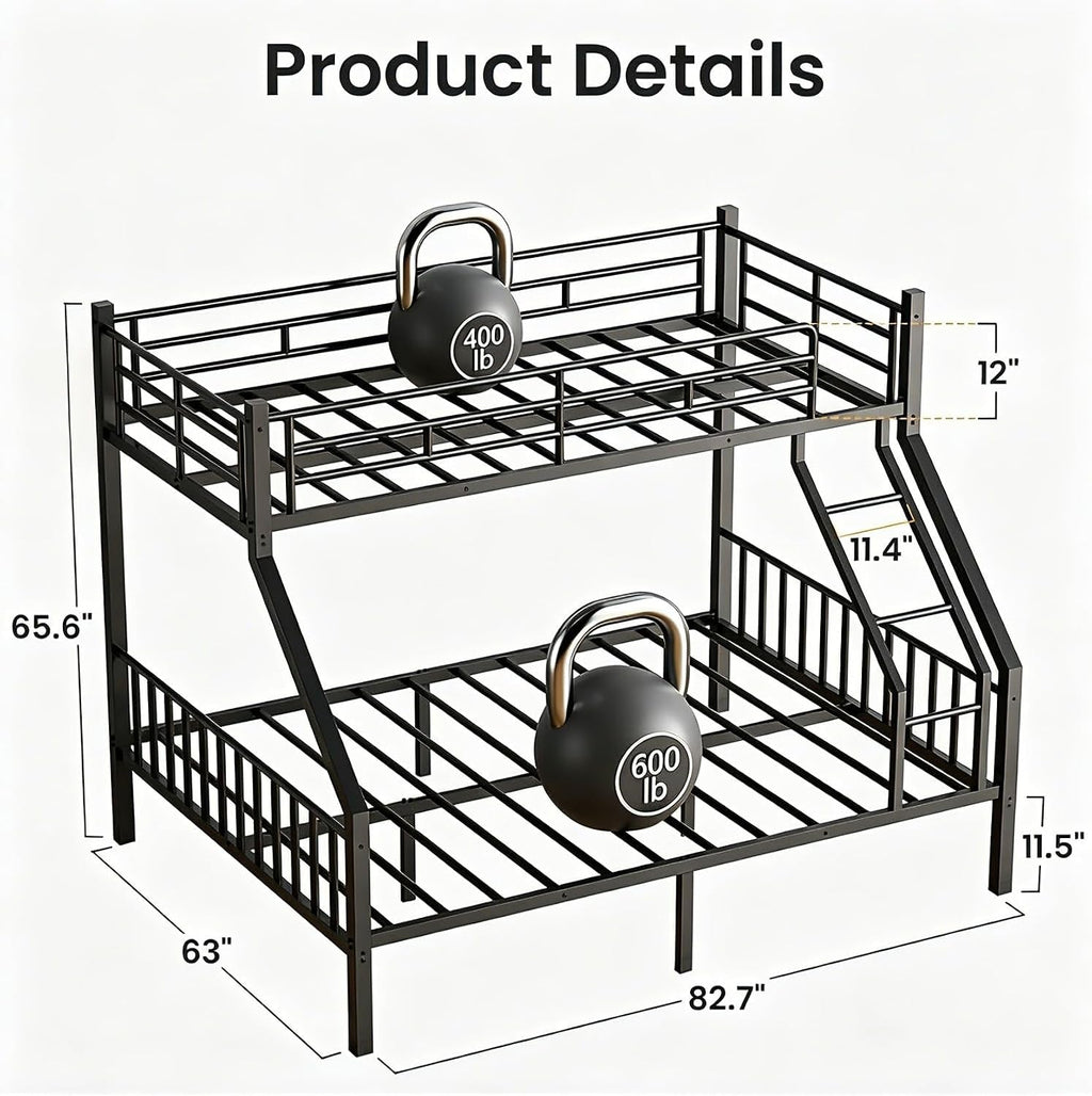 Twin XL Over Queen Industrial Grade Bunk Bed Structure