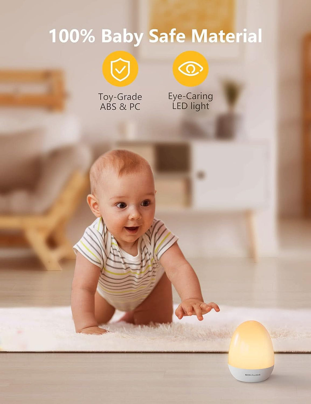 Dimmable Touch Control ABS PC LED Kids Night Light with 1-Hour Timer